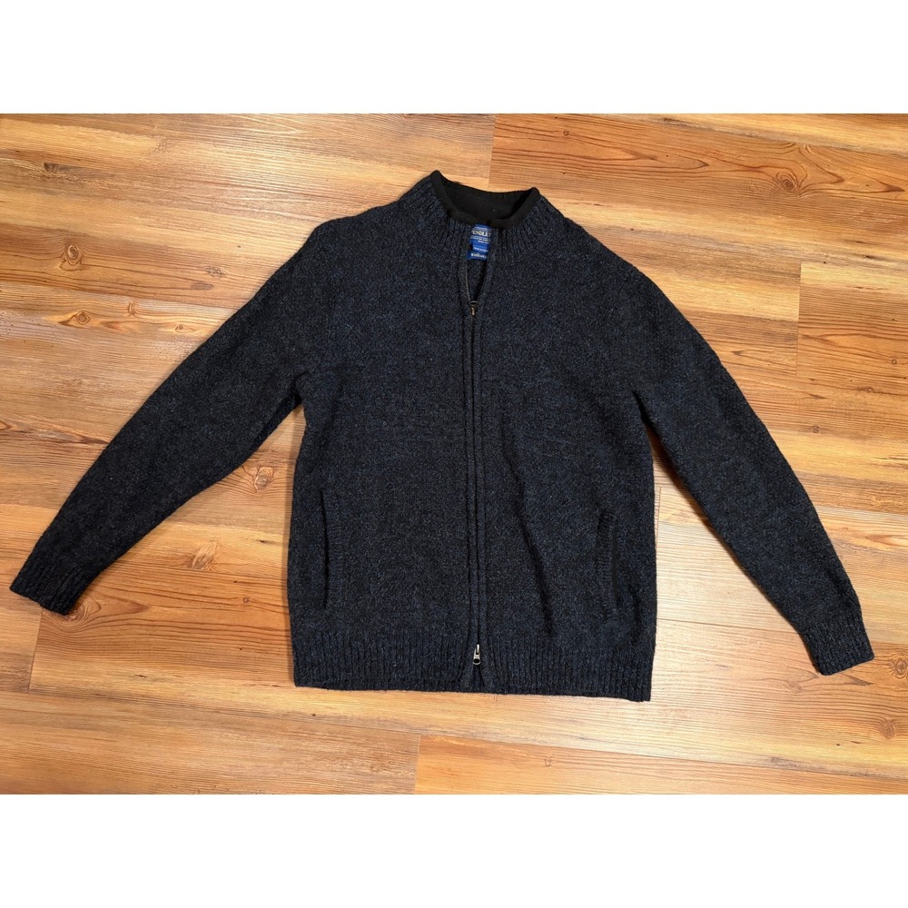 Pendleton Mens Washable Wool Full Zip Sweater Mock Neck Gray Marl Size M